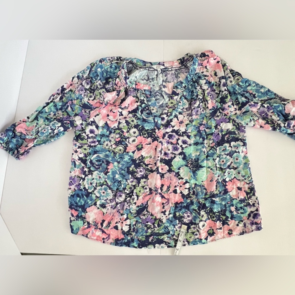 Crown & Ivy Multicolor Floral Blouse PXL EUC - Picture 1 of 5